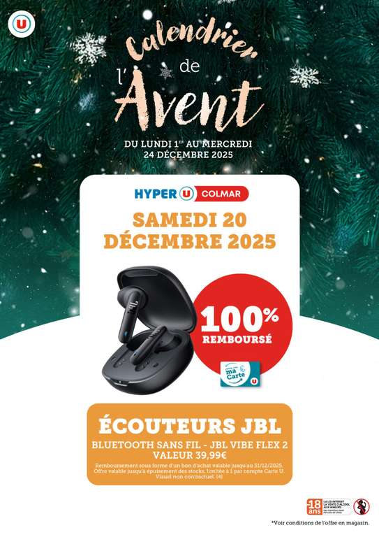 Ecouteurs sans fil JBL Vibe Flex 2 - 100% rembourse en bon d'achat (Hyper U Colmar 68)