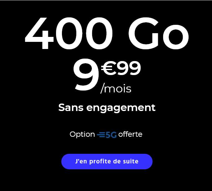 Forfait Mobile Cdiscount Mobile 400 Go 5G - Appels/SMS/MMS illimites sans engagement