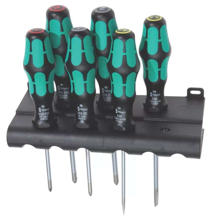 Set 6 Tournevis Wera Kraftform Plus Lasertip - Embouts Anti-Derapants