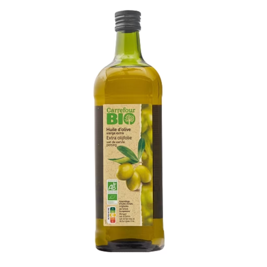 Lot de 2 Bouteilles Huile d'Olive Vierge Extra Bio Carrefour - 2x1L