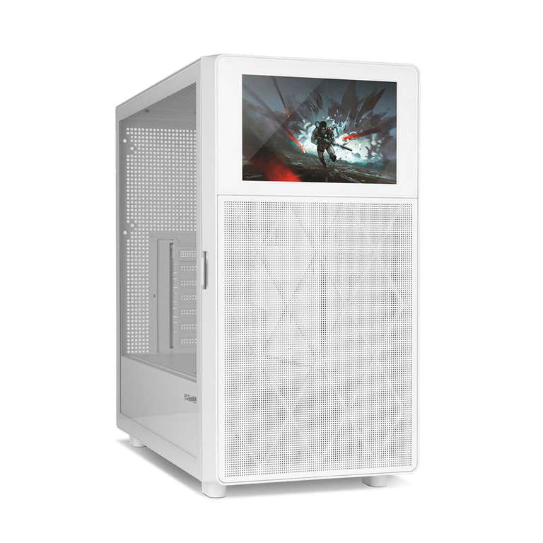 Boitier PC NOX Hummer BIOS ATX Blanc - Ecran LCD 8 pouces 11 Ventilateurs