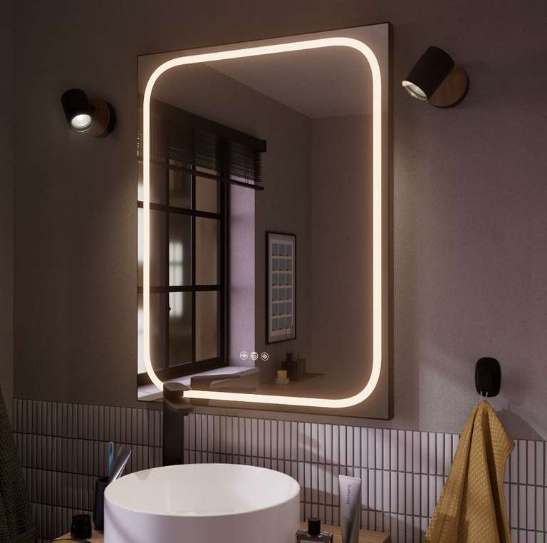 Miroir Lumineux LED Remix Noir 60x80 cm Leroy Merlin
