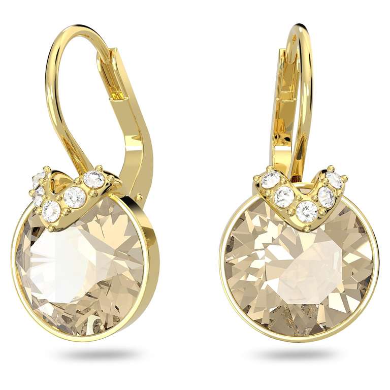 Boucles d'Oreilles Swarovski Bella Cristal Dore Or 18 Carats