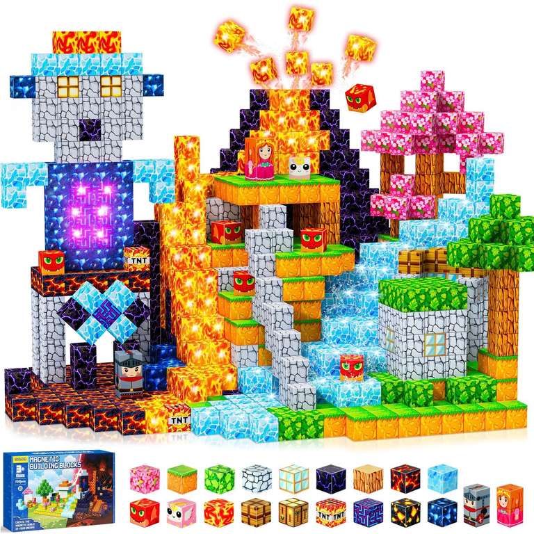 Cubes Magnetiques Construction COOLJOYA 150 Pieces Enfant 3-10 Ans