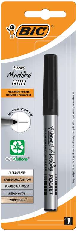 Marqueur Permanent BIC Pointe Fine Noir Eco-Concu 51% Recycle