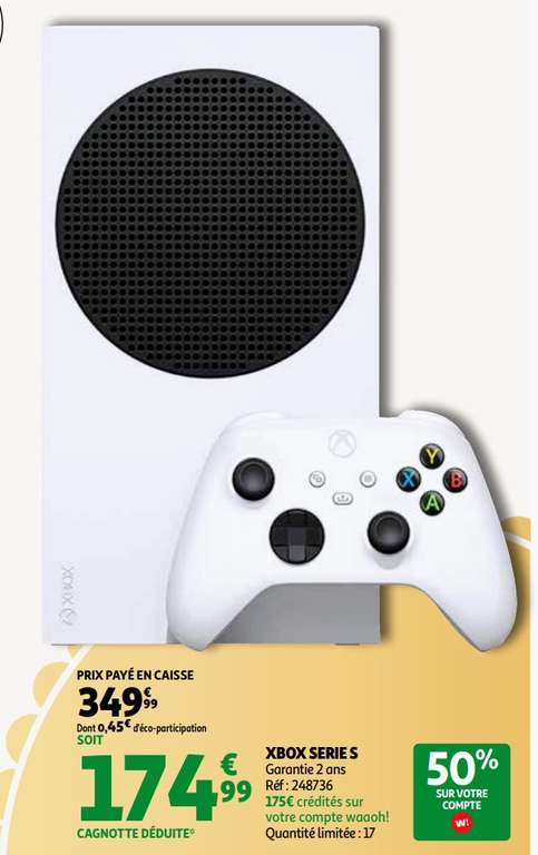 Console Xbox Series S via 175E Carte Fidelite Auchan Roncq