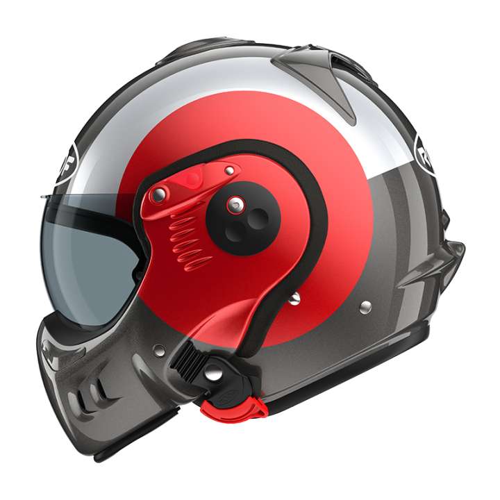 Casque Moto Modulable ROOF Boxer Alpha Focus Rouge Alu Fibre Verre