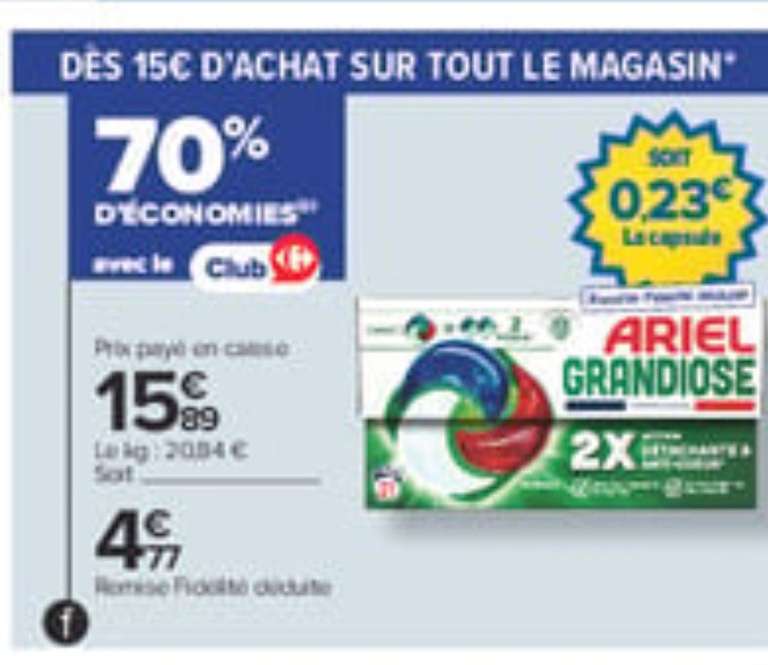Lessive Ariel Grandiose 21 Pods Carrefour -70% Fidelite