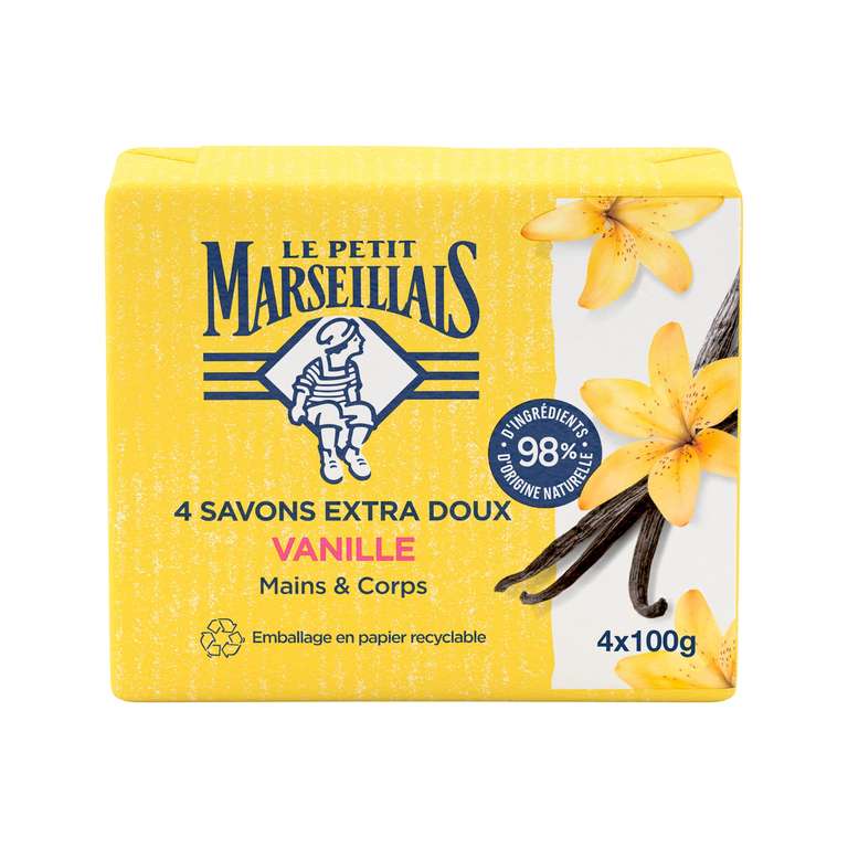 Lot 4 Savons Solides Le Petit Marseillais Vanille 4x100g