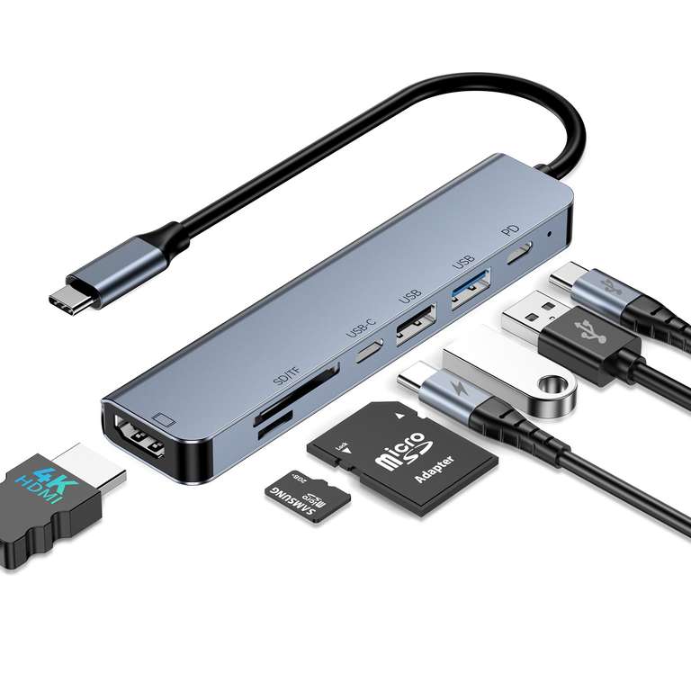 Hub USB-C 7 en 1 Umaniy HDMI 4K 60Hz PD 100W USB 3.0 SD