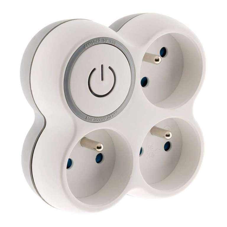 Prise Triplite Zenitech 16A 3 Prises 2 USB Interrupteur Gris Blanc