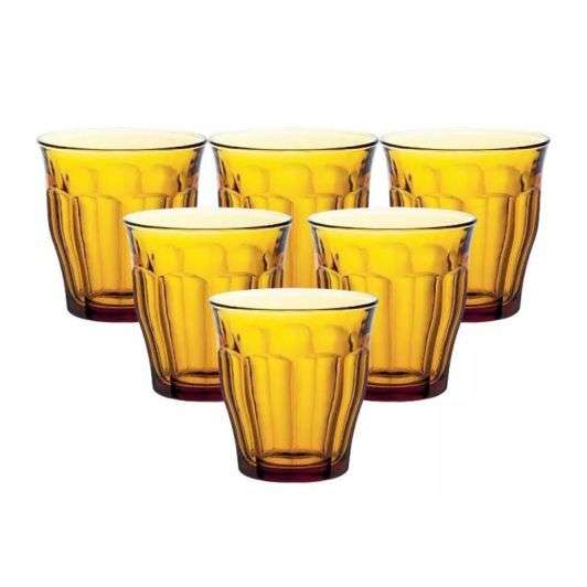 Lot 6 Verres Duralex Picardie Vermeil 31cl Verre Trempe