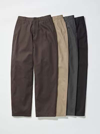 Pantalon Chino Large Uniqlo Homme 100% Coton 3 Coloris