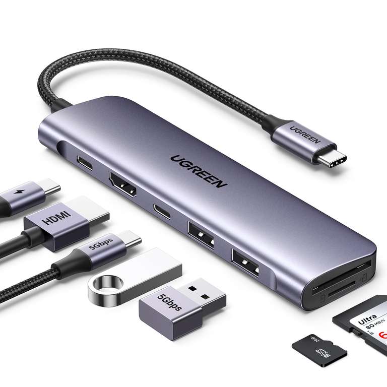 Hub USB-C UGREEN Revodok 1071 7en1 HDMI 4K PD 100W SD 5Gbps