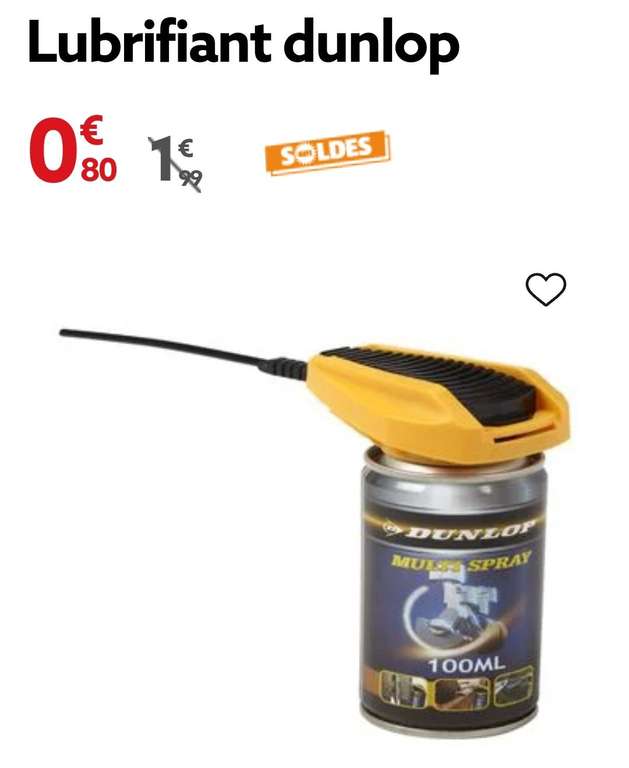 Degrippant lubrifiant Dunlop 100ml avec buse pliable spray multiusage