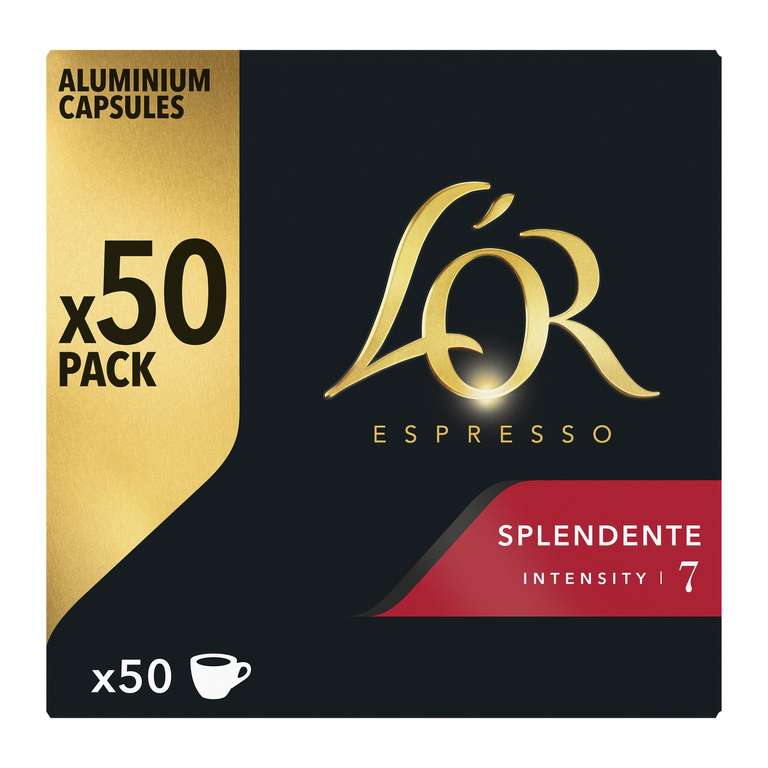 Lot de 50 Capsules de Cafe L'OR Splendente Intensite 7 Compatibles Nespresso (Via 7.29 euros en Bon d'Achat)